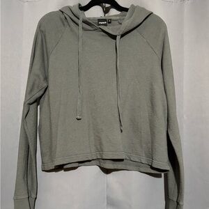 Mona B Gray Cropped Relaxed Hoodie